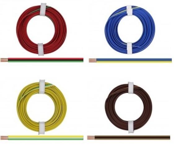 Kupferlitze, 3 x 0,14 mm², 3-adrig, dreifarbig, 50 m Ring, verschiedene Farben zur Auswahl